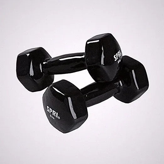 Set of 2 Black 8-Pound Dumbbells - Vinyl Coated Exercise & (H) Black