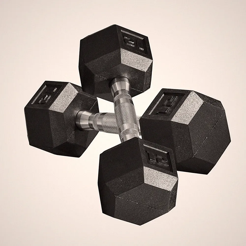 Set of 2 Hex Rubber Coated Dumbbell Weights Lift for Fitness Home Gym Workout