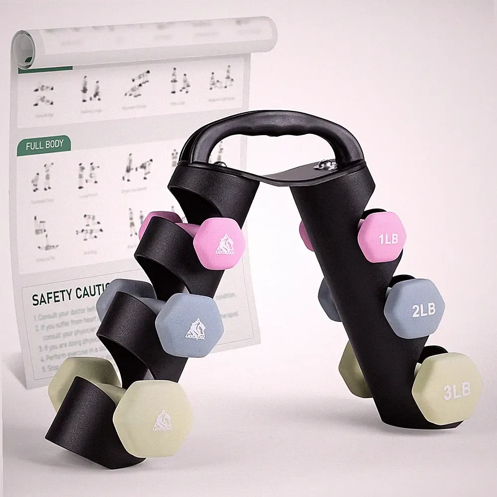 Set of 2 Neoprene Coated Dumbbell Hand Weights, Anti-Slip and Anti-Roll Hex