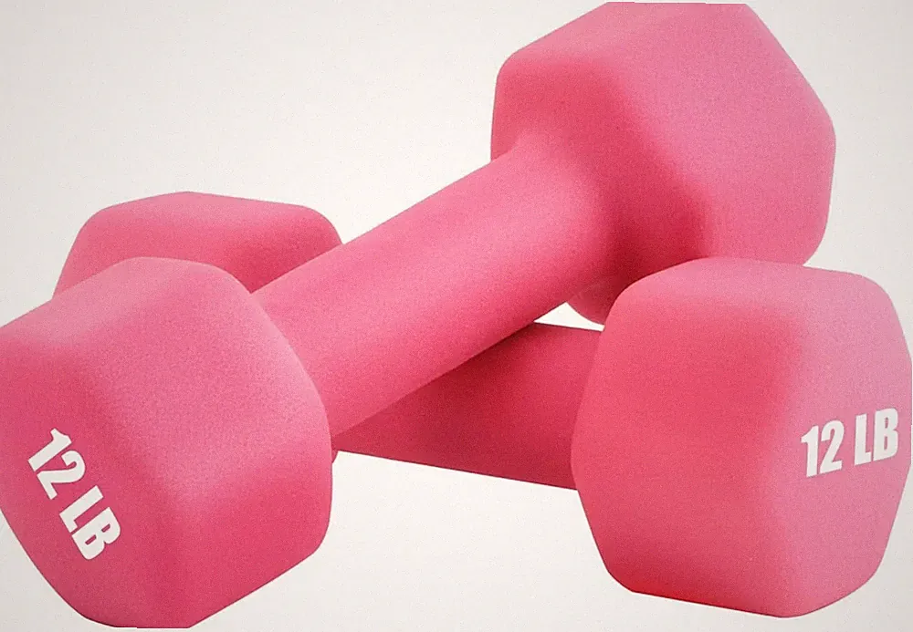Set of 2 Neoprene Dumbbells 2x 12LB Dumbbells Hand Weights Pair Dumbbells, Pink
