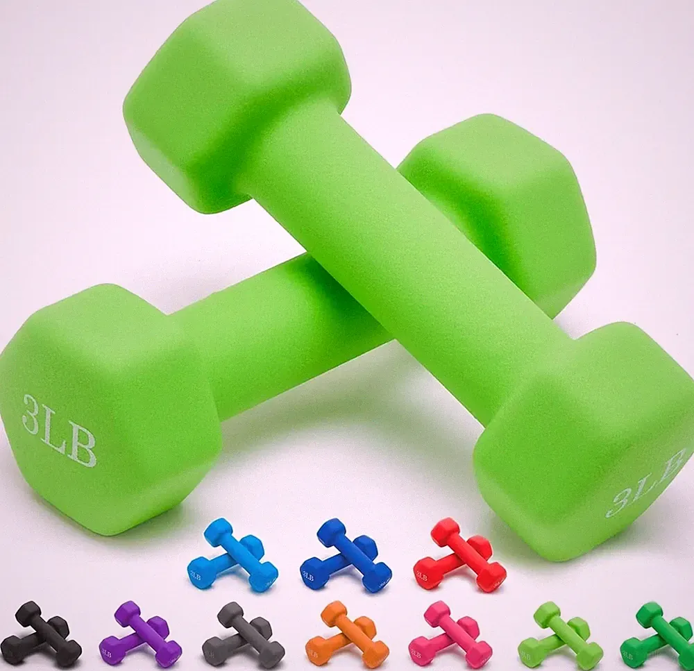 Set of 2 Neoprene Dumbbells Hand Weights Pair Dumbbells 2x 3LB Dumbbells, Green