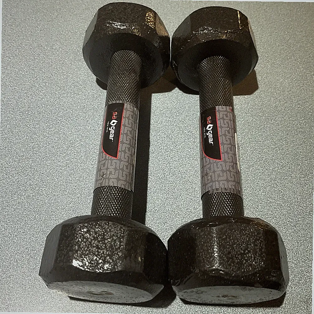 set of 2 NWT Fitness Gear Eco Cast Iron Dumbbell 3 Lb, Iron Weight Black FREE SH