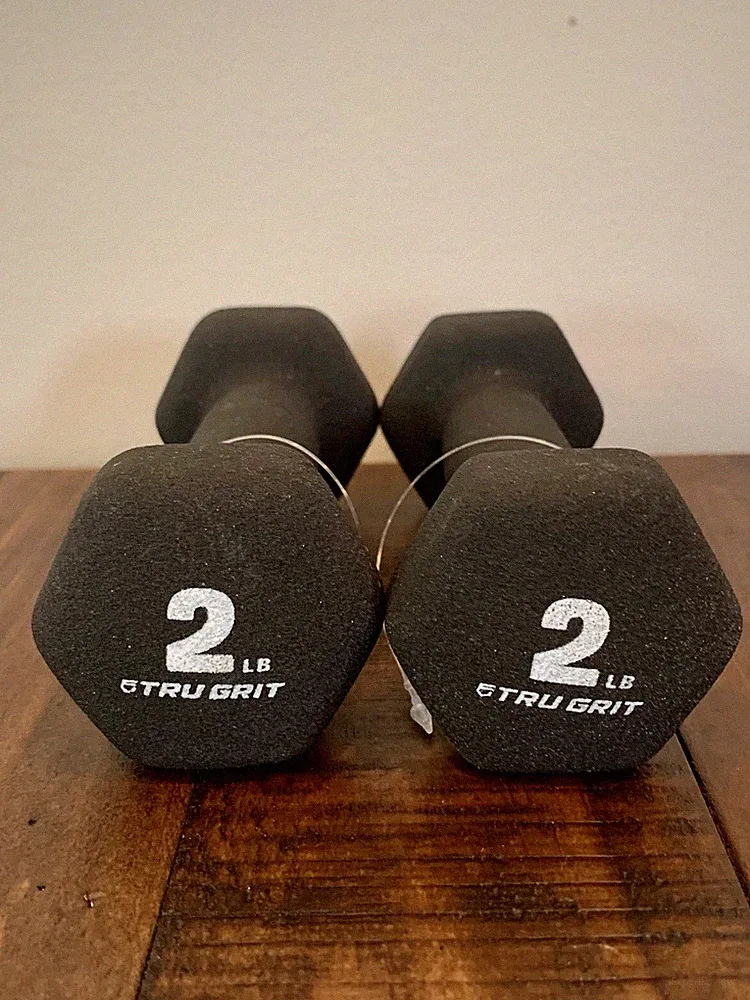 Set of 2 Tru-Grit Neoprene Dumbbell Double 2 Lbs Black Excellent Condition