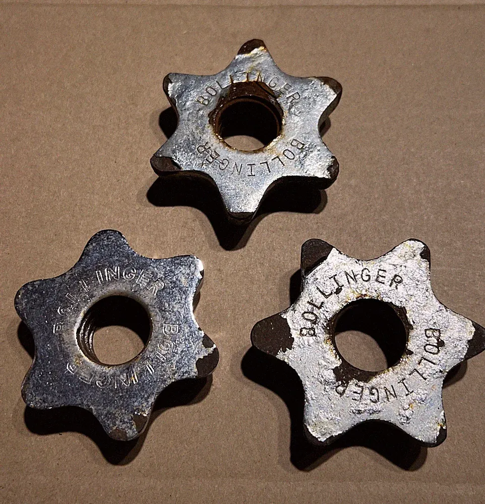 Set of 3 Vintage Bollinger Screw On Collars for 1" Bar - Rough Condition - Look
