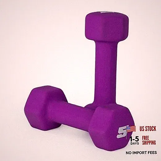 Set of 5 lb Barbell Neoprene Weights - Color Series 5 lb Pair