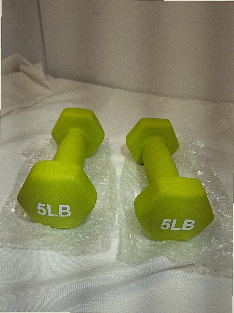 Set of 5 lbs Dumbbells Neoprene w/ Non Slip Grip Neon Green Total Body Workout🌼