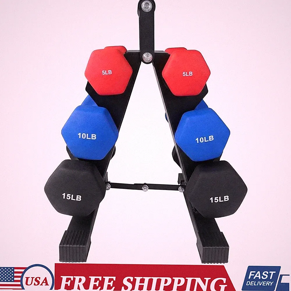 Set of 6 Home Gym Dumbbell Hexagon Hand Weights Dumbbells w/ Iron Dumbbell Rack