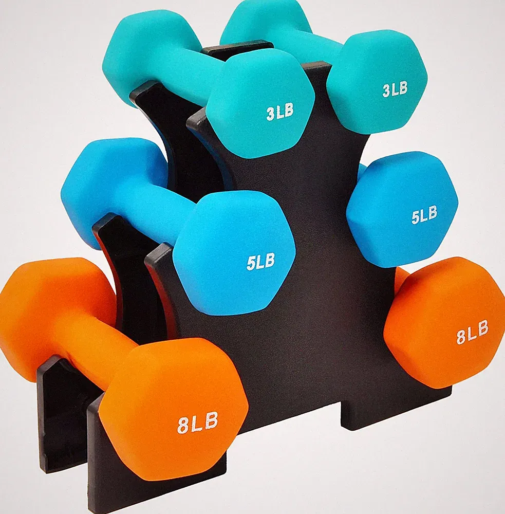 dumbbell set with rack