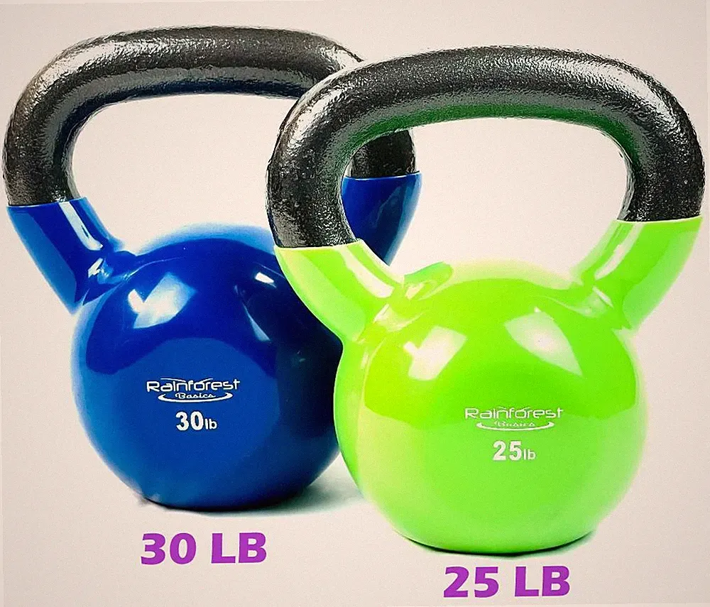 Set of Rainforest Basics Vinyl Coated Cast Iron Kettlebell Weight -20LB to 60LB