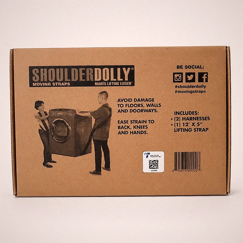 Shoulder Dolly 12' x 5" Nylon 800 lbs Max Weight, Shoulder Harness Moving Straps