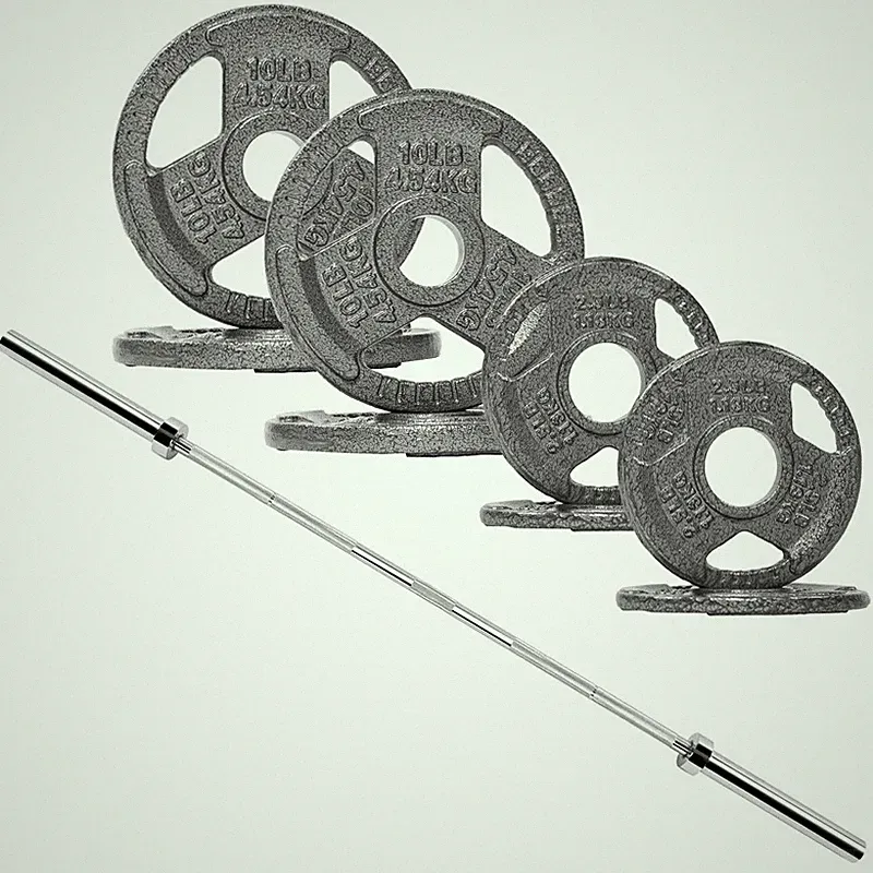 Signature Fitness 2-Inch Cast Iron Barbell Set Including 50 Lbs Weight Plates
