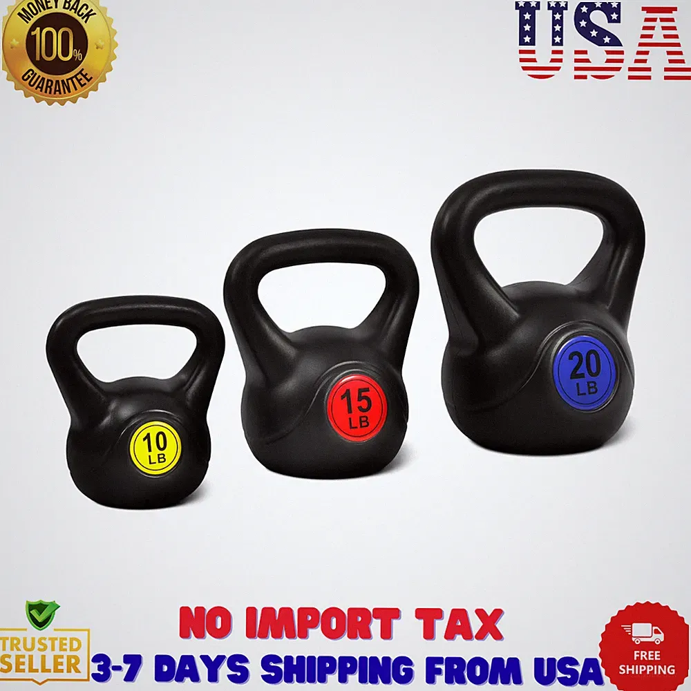 Signature Fitness Adjustable Sand-Filled Kettlebell Set, Black, Color-Coded 45LB