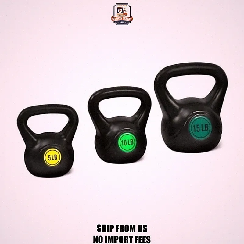 "Signature Fitness Adjustable Sand-Filled Kettlebell Set, Black, Color-Coded Yel