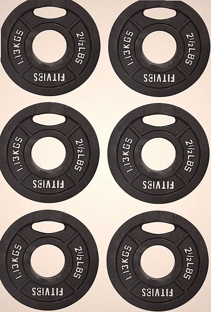 Signature Fitness Cast Iron Weight Plates 2.5LB Set of 6, 1-Inch Center