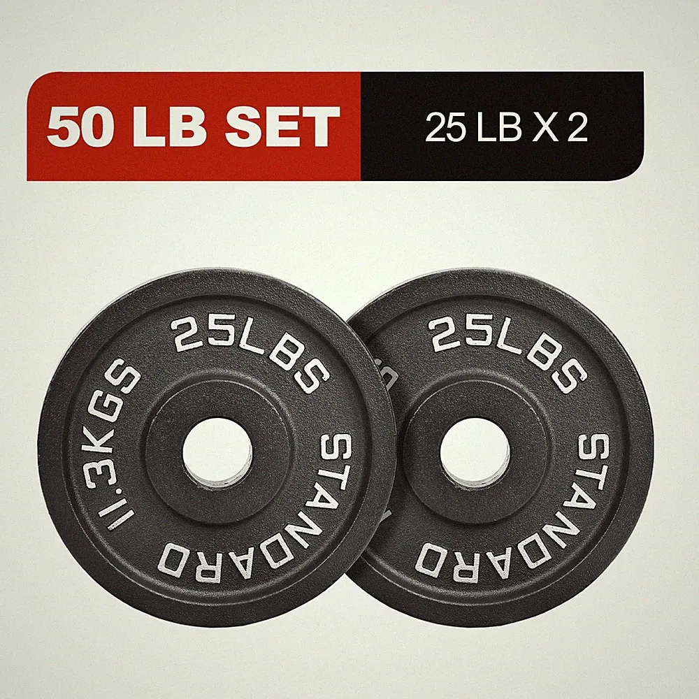 Signature Fitness Cast Iron Weight Plates, 2-Inch Hole, 2-Pack or 4-Pack Options
