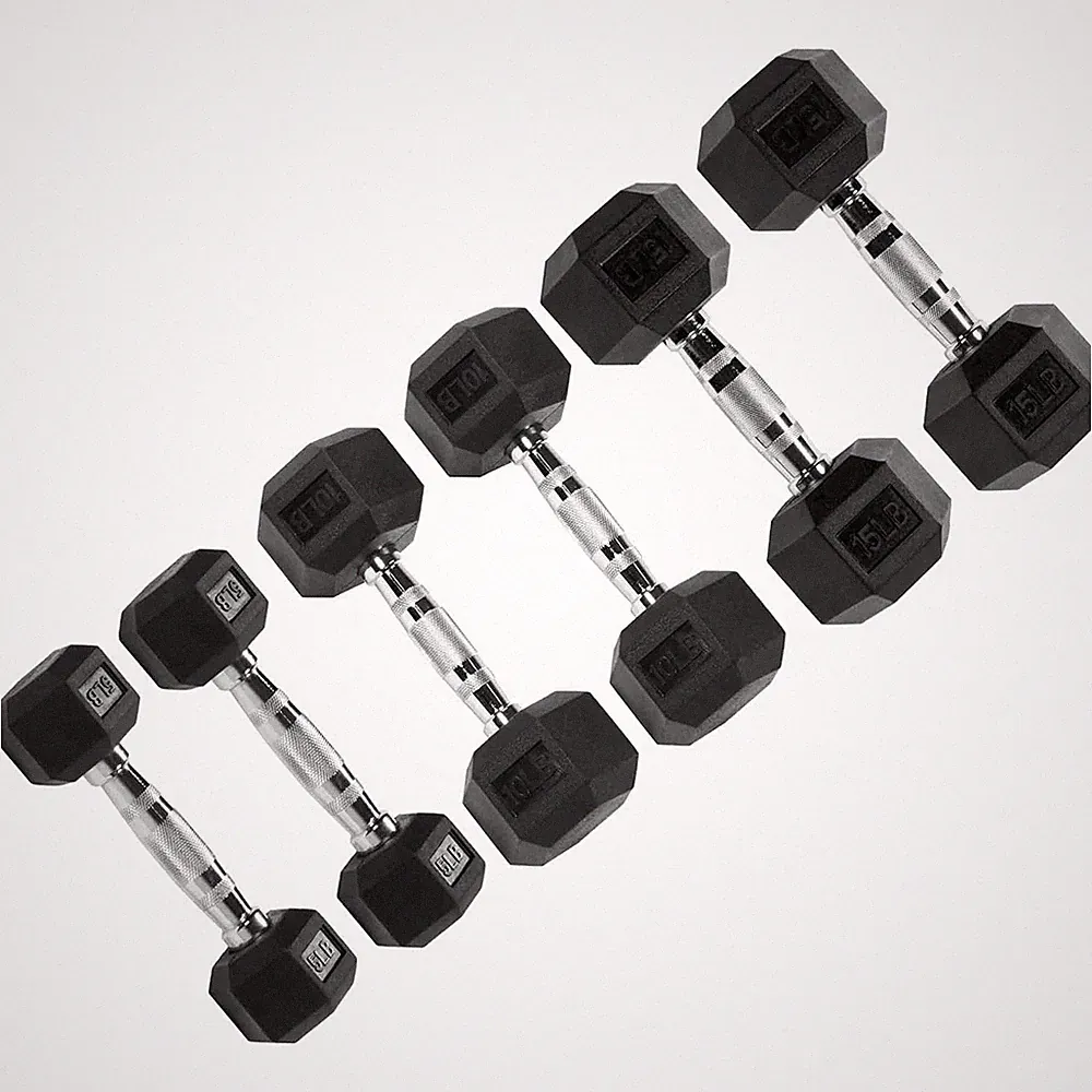 Signature Fitness Dumbbells Strength Equipment Set of 5, 10 & 15 lbs (Open Box)