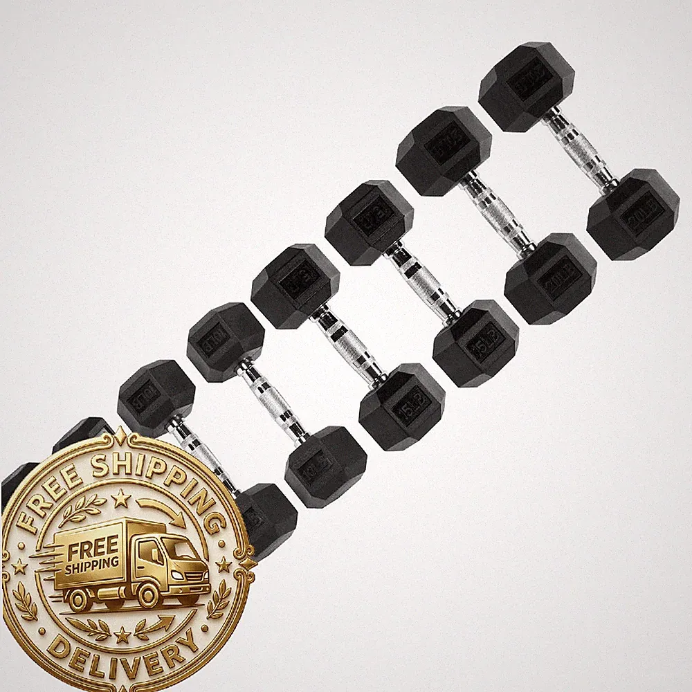 Signature Fitness Hex Dumbbells Non-Slip Weights Full Body Strength Training