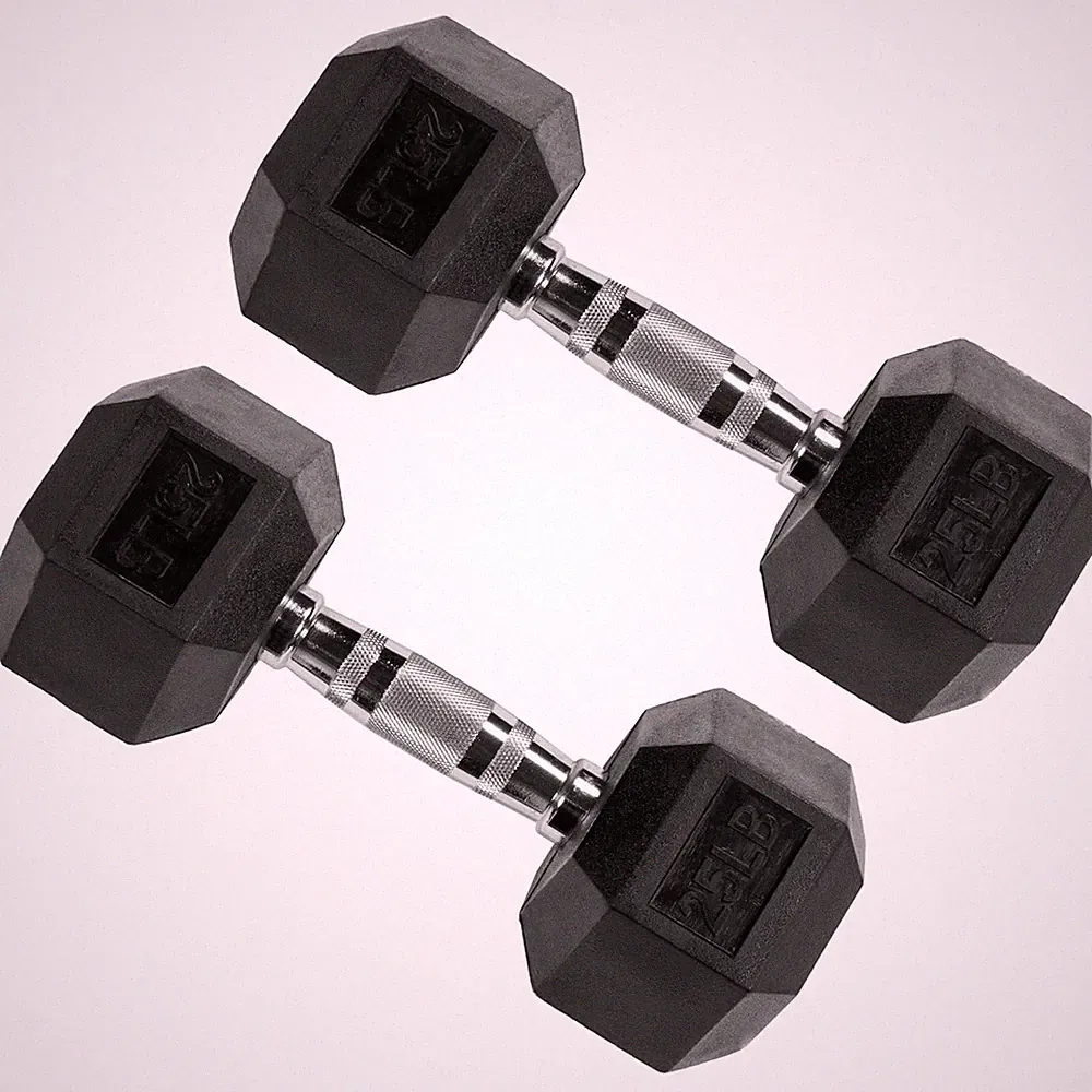 Signature Fitness Hex Dumbbells Strength Training Equipment Set,25 lbs(Open Box)