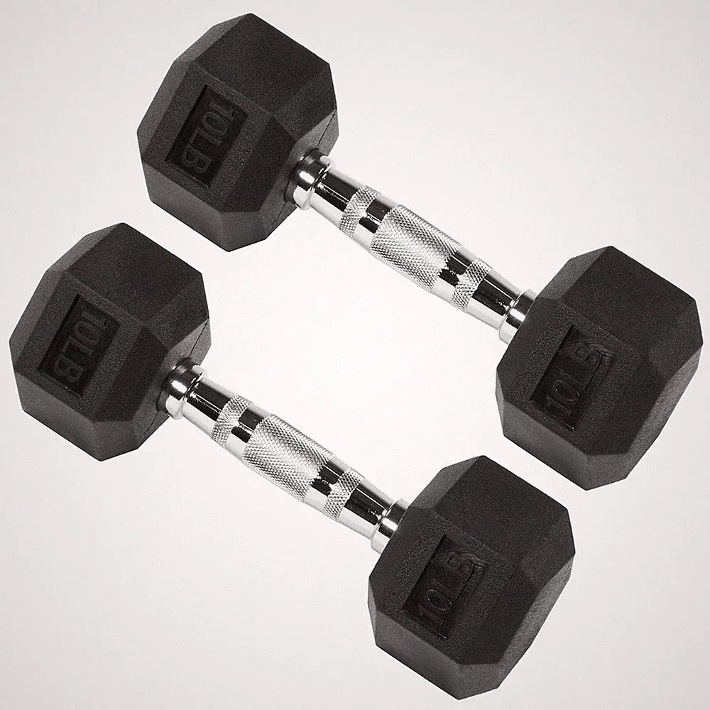 Signature Fitness Hex Dumbbells Strength Training Workout Equipment Set, 10 lbs