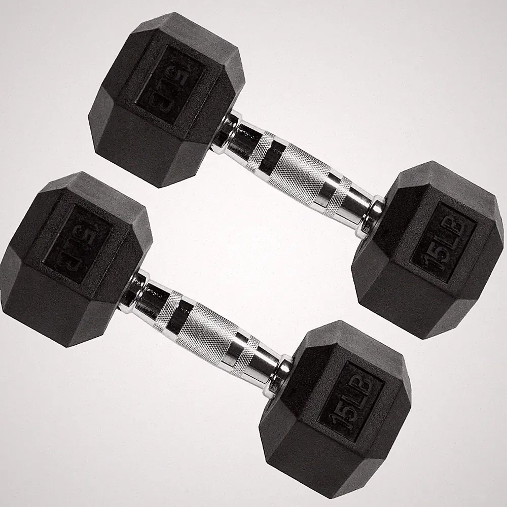Signature Fitness Hex Dumbbells Strength Training Workout Equipment Set, 15 lbs