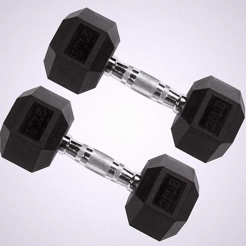Signature Fitness Hex Dumbbells Strength Training Workout Equipment Set, 20 lbs