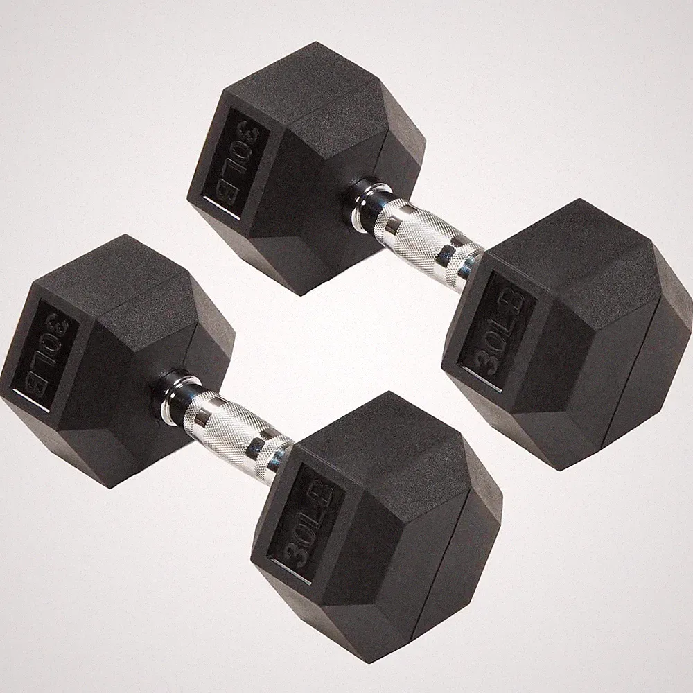 Signature Fitness Hex Dumbbells Strength Training Workout Equipment Set, 30 lbs