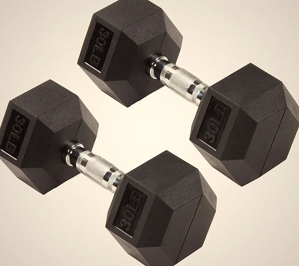 Signature Fitness Hex Dumbbells Strength Training Workout Equipment Set, 30 lbs