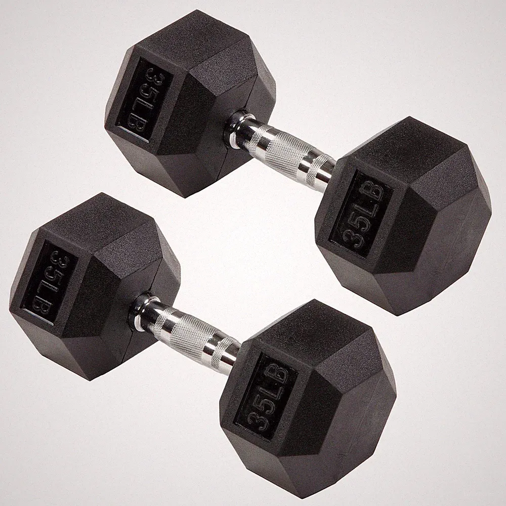 Signature Fitness Hex Dumbbells Strength Training Workout Equipment Set, 35 lbs