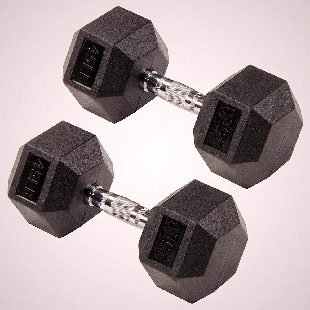 Signature Fitness Hex Dumbbells Strength Training Workout Equipment Set, 45 lbs