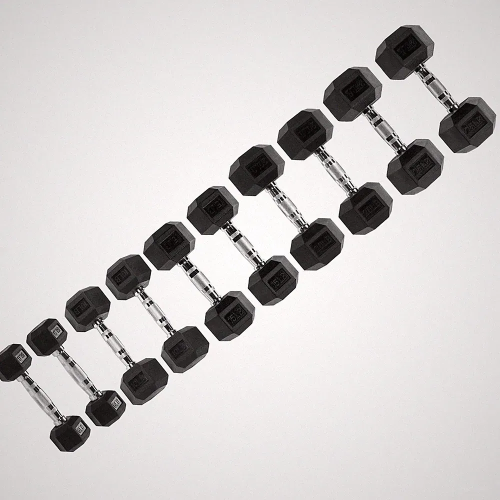 Signature Fitness Hex Dumbbells Strength Training Workout Set, 150lbs (Open Box)