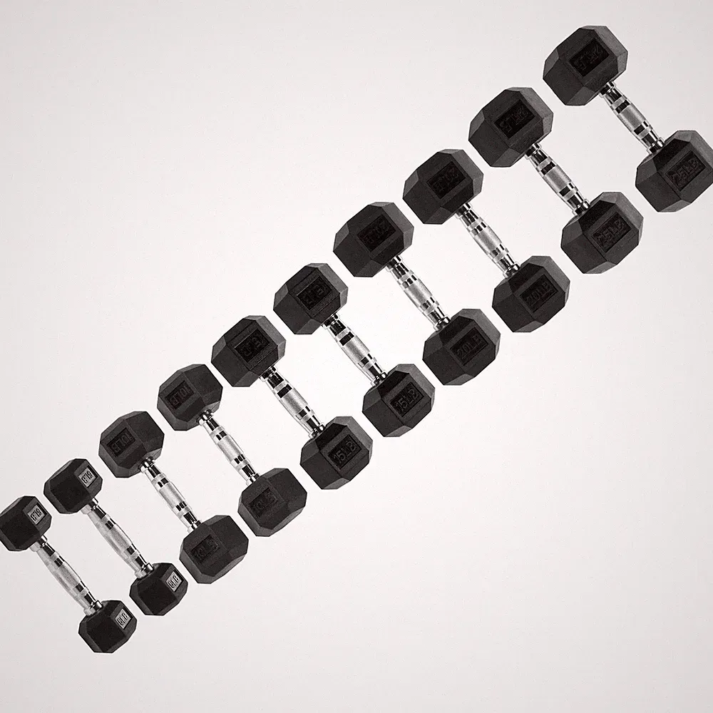 Signature Fitness Hex Dumbbells Strength Training Workout Set, 150lbs (Open Box)