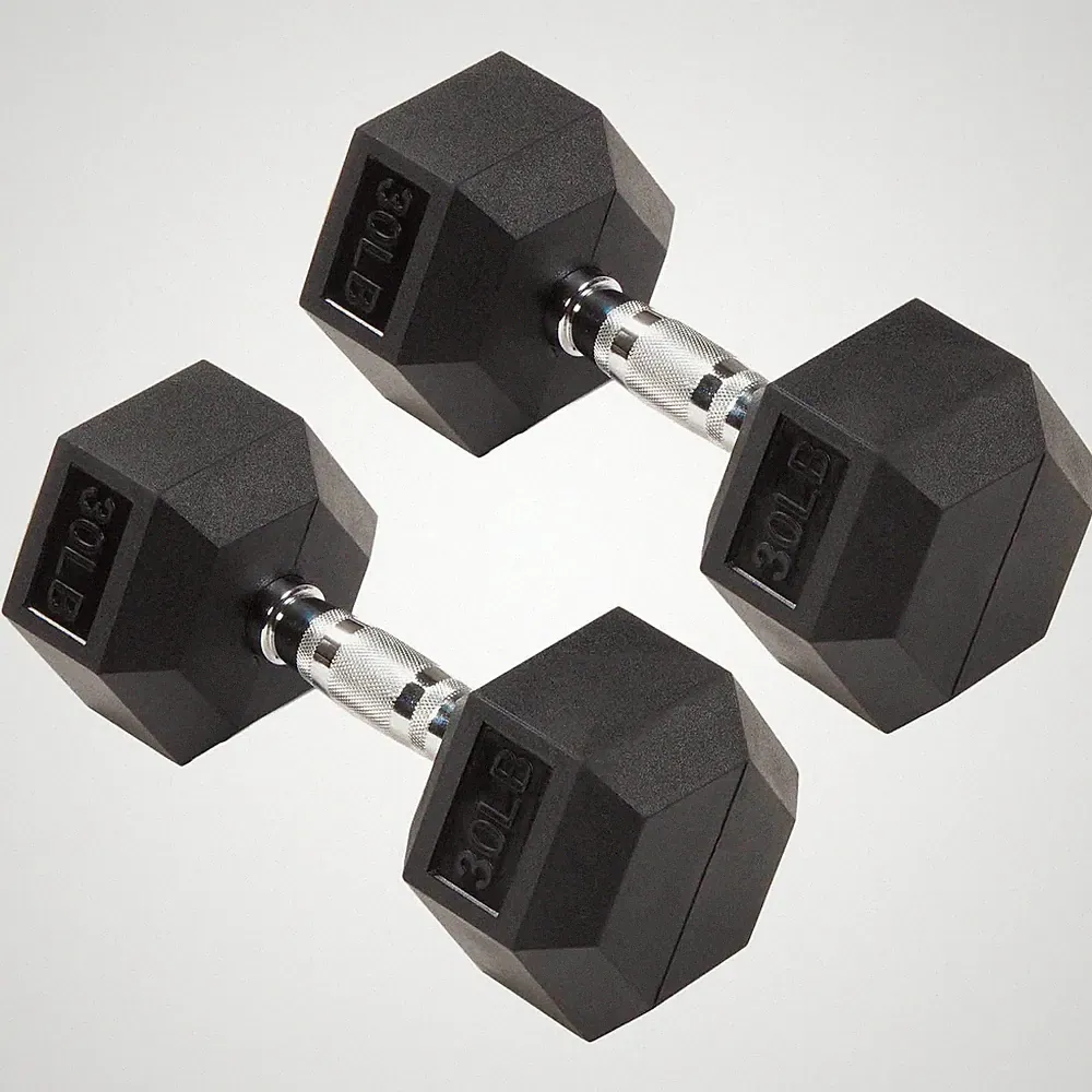 Signature Fitness Hex Dumbbells Strength Training Workout Set, 30 lbs (Used)