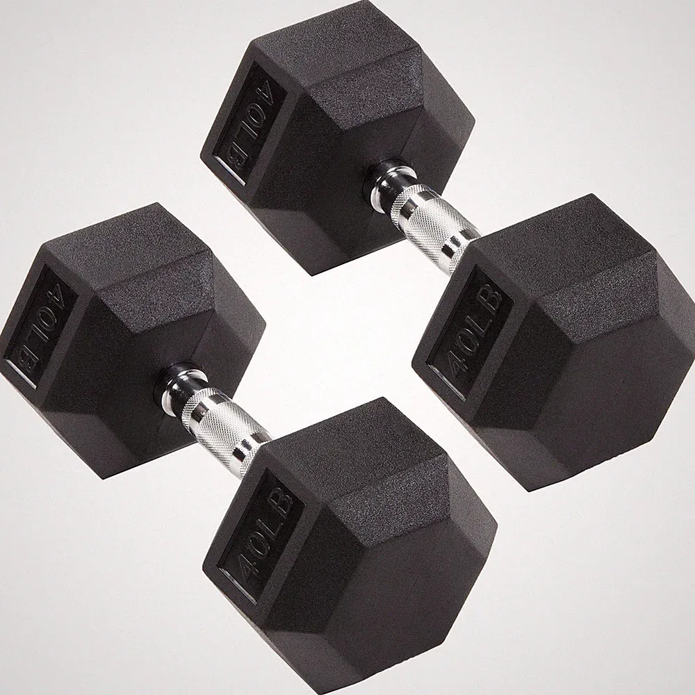 Signature Fitness Hex Dumbbells Strength Training Workout Set, 40 lbs (Open Box)