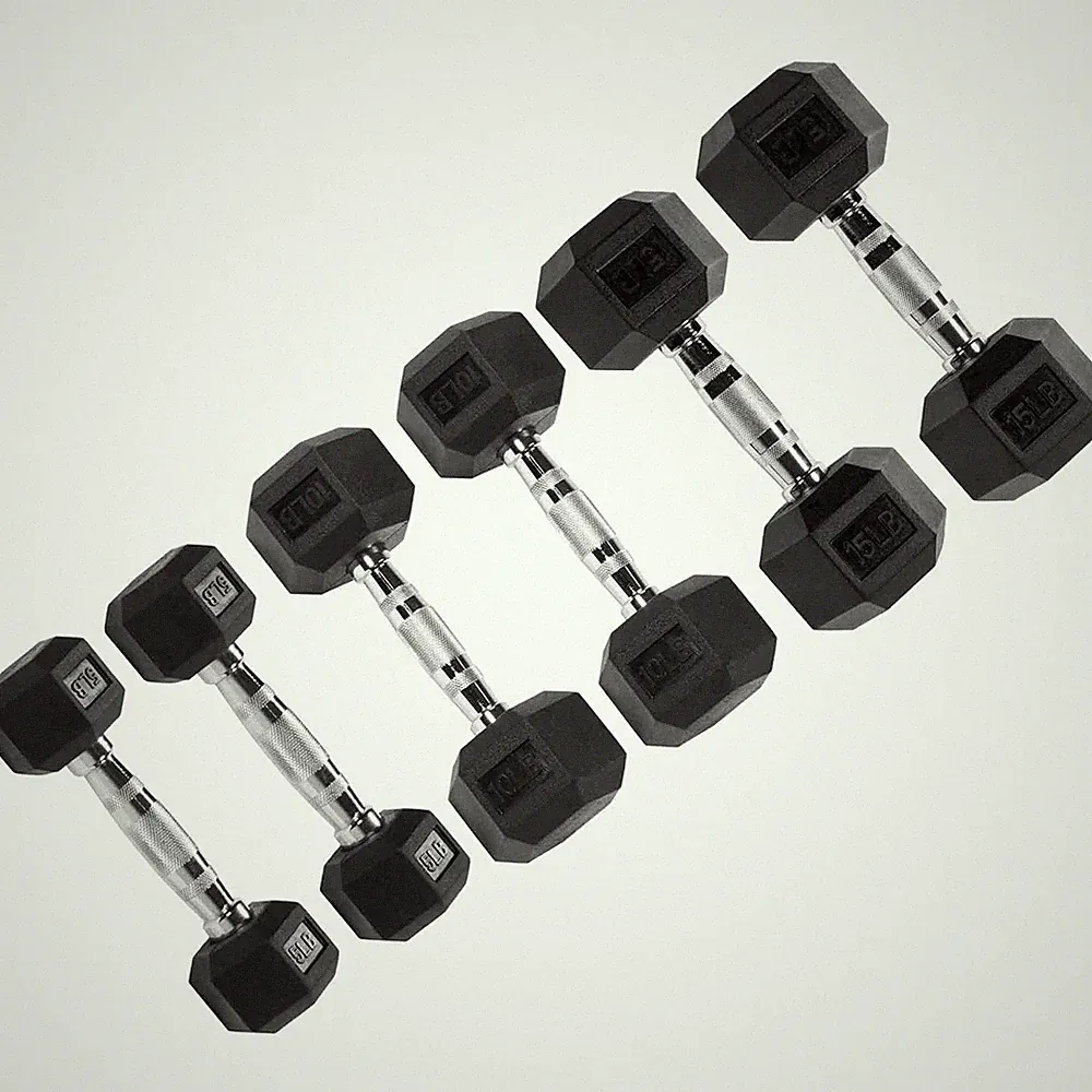 Signature Fitness Hex Dumbbells Strength Workout Equipment Set of 5, 10 & 15 lbs