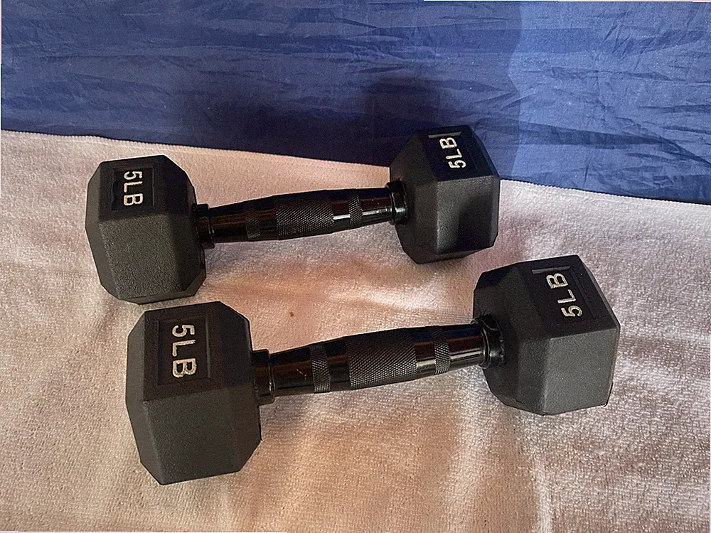 signature fitness rubber coated hex dumbbells