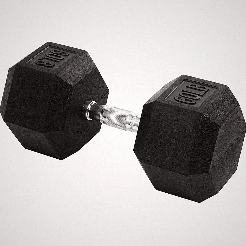 Signature Fitness Hex Single Dumbbell Strength Training Workout Equipment, 60 lb
