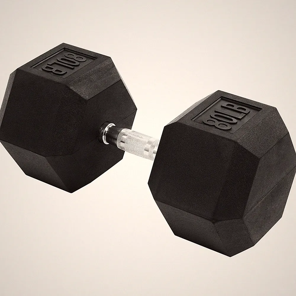 Signature Fitness Hex Single Dumbbell Strength Training Workout Equipment, 80 lb