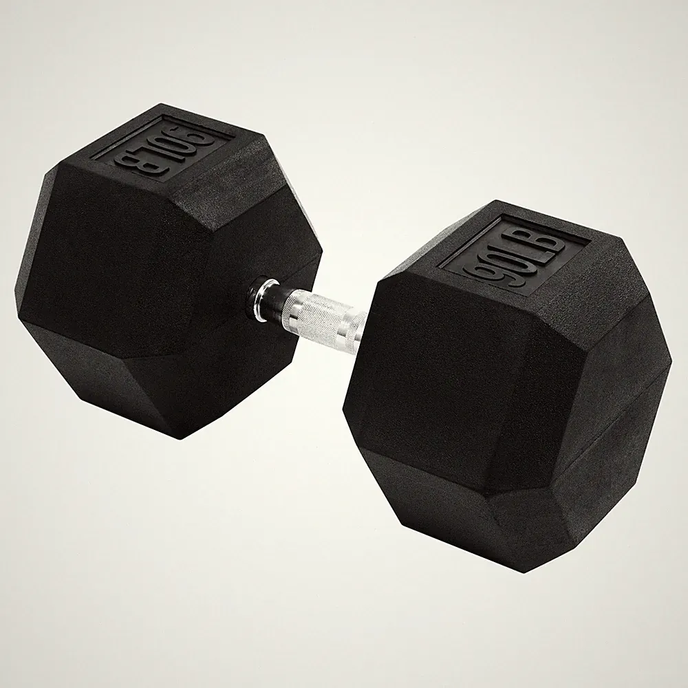 Signature Fitness Hex Single Dumbbell Strength Training Workout Equipment, 90 lb