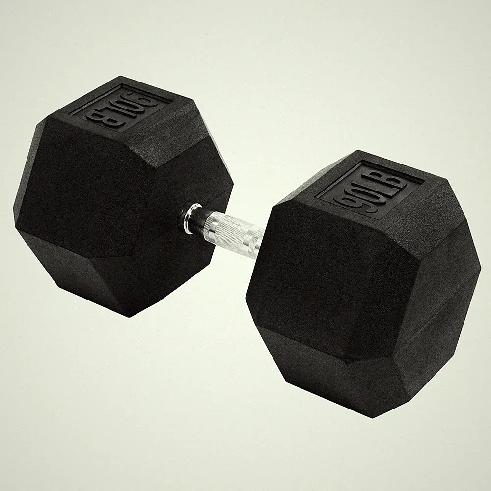 Signature Fitness Hex Single Dumbbell Strength Training Workout Equipment, 90 lb