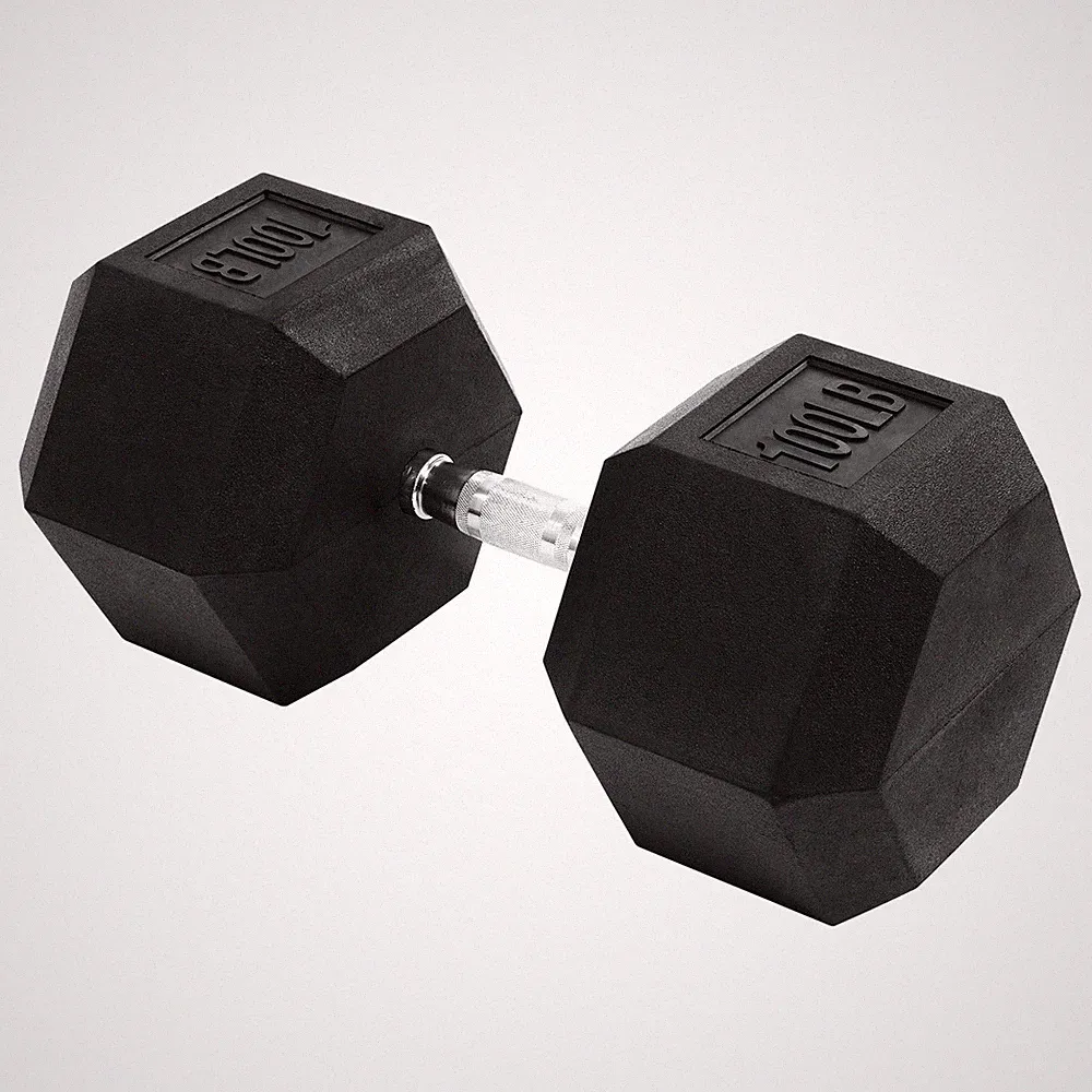 Signature Fitness Hex Single Dumbbell Weight Training Workout Equipment, 100 lb