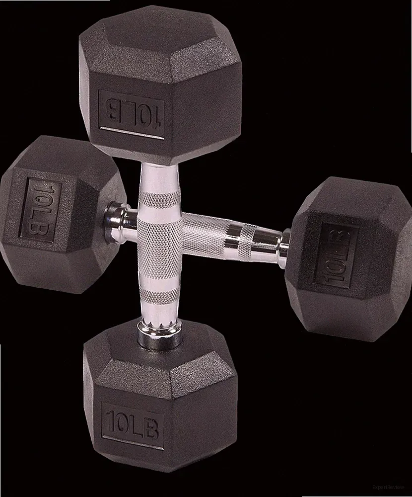 Signature Fitness Rubber Encased Hex Dumbbell, 10LB Pair