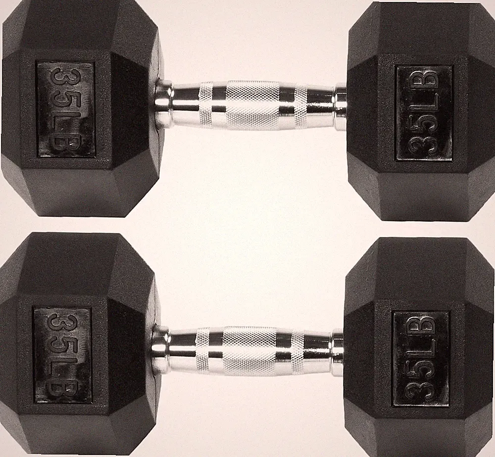 Signature Fitness Rubber Encased Hex Dumbbell