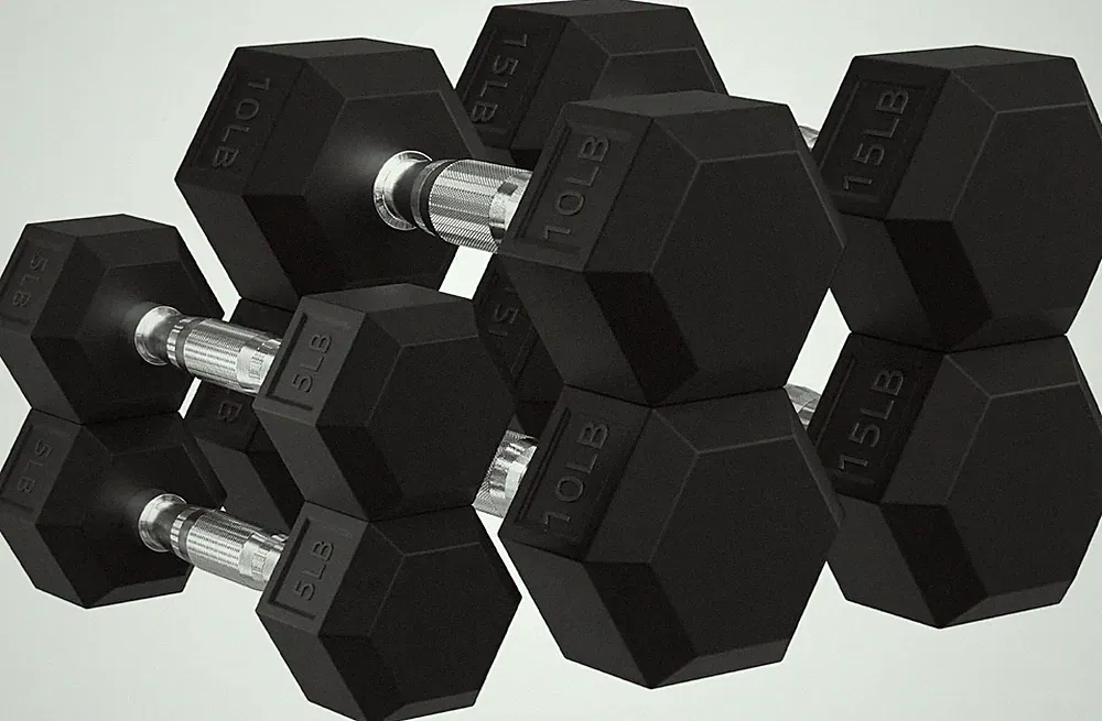 Rubber Encased Hex Dumbbells by Signature Fitness