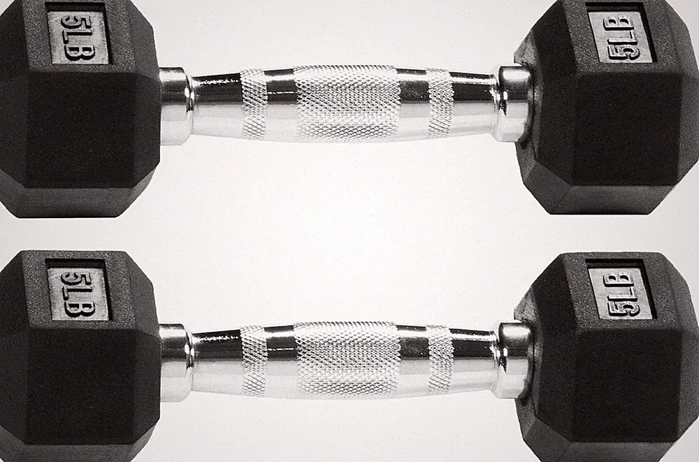 Signature Fitness Rubber Encased Hex Weights Dumbbells Pair, 5lbs, Black