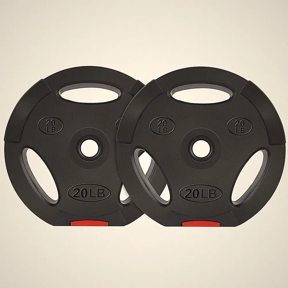 Signature Fitness Standard 20 Pound Coded Olympic Weight Plate, Black (Set of 2)