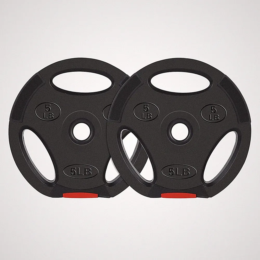 Signature Fitness Standard 5 Pound Coded Olympic Weight Plate, Black (Set of 2)