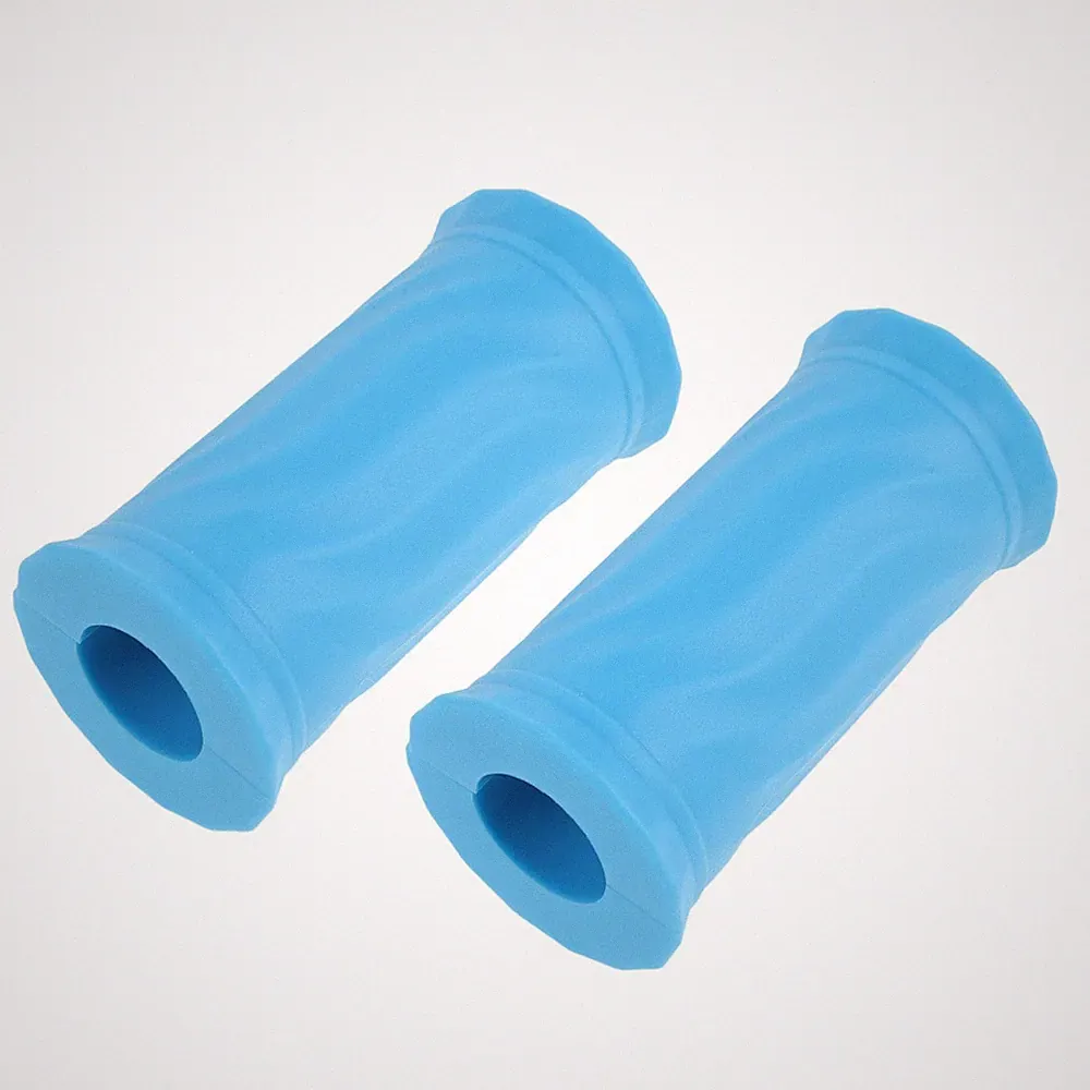 Silicone Dumbbell Handle Grips Set Reusable Sky Blue Non Slip Barbell Covers
