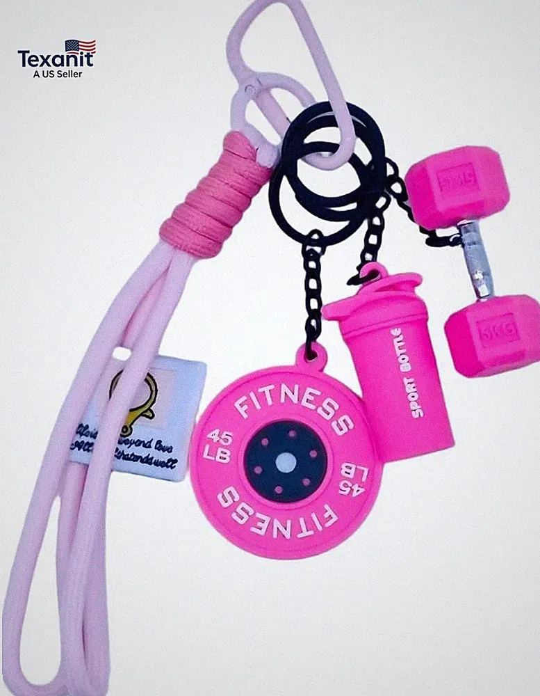 Silicone Dumbbell Keychain Bag Purse Charms Fitness Gift for Gym Lover, Gym Acce