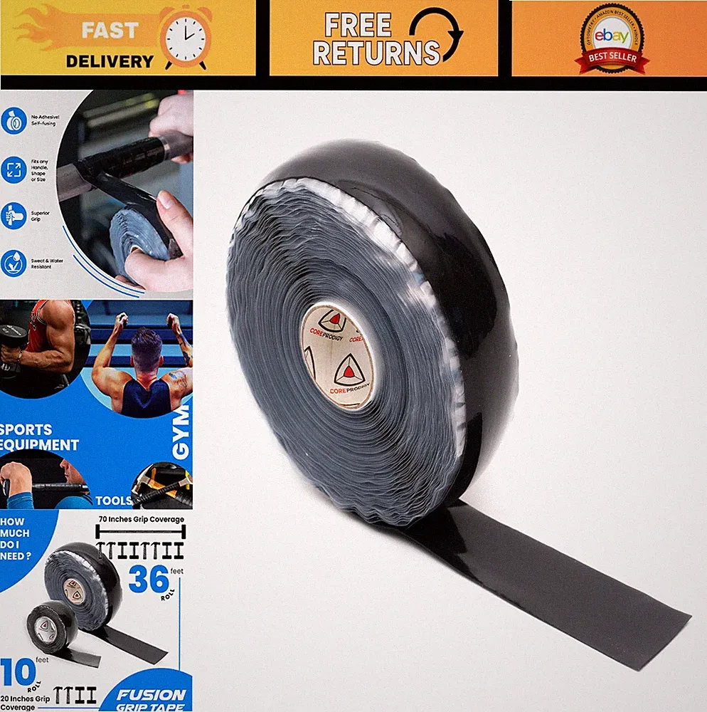 Silicone Rubber Grip Tape for Pull Up Bars, Barbells, Dumbbells & Gym Gear