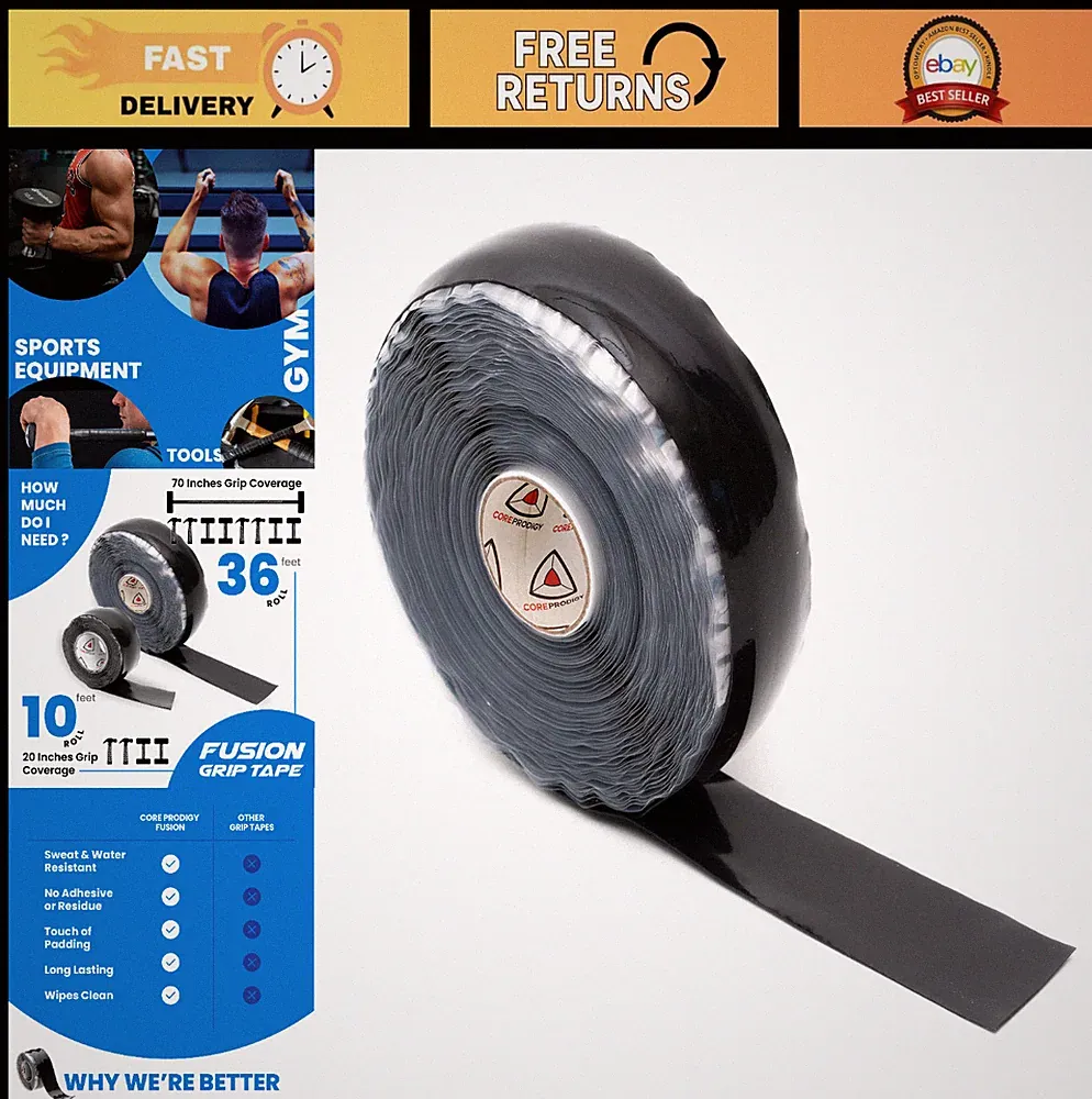 Silicone Rubber Grip Tape for Pull Up Bars, Barbells, Dumbbells & Gym Gear